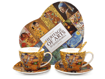 Porcelanaste skodelice in krožniki Gustav Klimt Poljub 2+2+2 kot darilo