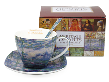 Porcelanasta skodelica Van Gogh z žličko in krožnikom 250 ml kot darilo