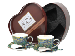 Porcelanaste skodelice s krožniki, 2 kosa. Van Goghove perunike, 250 ml, kot darilo