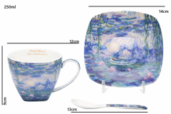 Porcelanaste skodelice z žličko in krožnikom, 2 kosa. Van Gogh, 250 ml, kot darilo