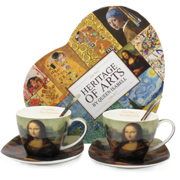 Porcelanaste skodelice in krožniki Mona Lisa, komplet 2 kosov - darilni set