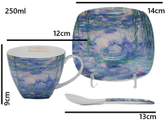 Porcelanasta skodelica Van Gogh z žličko in krožnikom 250 ml kot darilo