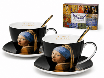 Komplet porcelanastih skodelic 2x250 ml Vermeer Dekle z bisernim uhanom Za darilo