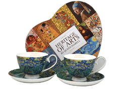 Porcelanaste skodelice s krožniki, 2 kosa. Van Goghove perunike, 250 ml, kot darilo