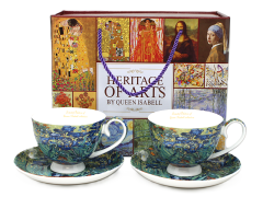 Porcelanaste skodelice s krožniki, 2 kosa. Van Goghove perunike, 250 ml, kot darilo