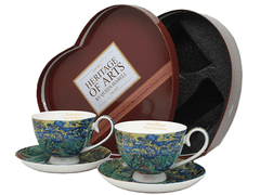 Porcelanaste skodelice s krožniki, 2 kosa. Van Goghove perunike, 250 ml, kot darilo