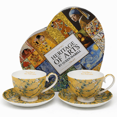 Porcelanaste skodelice s krožniki, 2 kosa, 250 ml, Van Gogh Mandelj