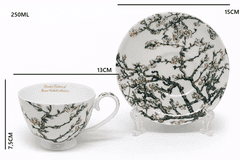 Porcelanaste skodelice s krožniki, 2 kosa, 250 ml, Van Gogh Mandelj