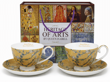 Porcelanaste skodelice s krožniki, 2 kosa, 250 ml, Van Gogh Mandelj