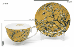 Porcelanaste skodelice s krožniki, 2 kosa, 250 ml, Van Gogh Mandelj