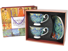 Porcelanaste skodelice s krožniki, 2 kosa. Van Goghove perunike, 250 ml, kot darilo