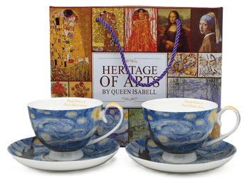 2 porcelanasti skodelici s krožniki Van Gogh Zvezdna noč