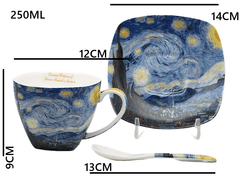 Porcelanasti skodelici, komplet 2 kosov Van Gogh Starry Night 250ml kot darilo