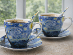 Porcelanasti skodelici, komplet 2 kosov Van Gogh Starry Night 250ml kot darilo