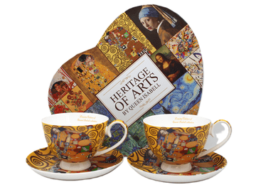 Porcelanaste skodelice 2 kos. KLIMT Kiss 250 ml + krožniki