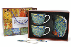 Porcelanaste skodelice s krožniki, 2 kosa. Van Goghove perunike, 250 ml, kot darilo