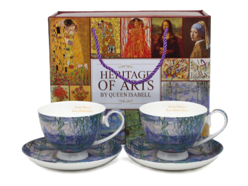 2-delni porcelanasti skodelici + krožniki MONET Water Lily - Heritage of Arts