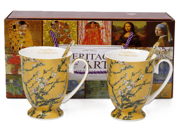 Porcelanaste skodelice 300 ml 2 kosa Van Gogh Cvetoči mandelj kot darilo
