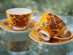 Porcelanaste skodelice s krožniki Van Gogh Sončnice 250 ml, komplet 2 kosov