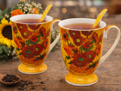 Porcelanaste skodelice 2 kosa Vincent van Gogh Sončnice luksuzno darilo