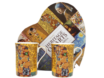 Razkošni porcelanasti vrčki, 2 kosa, Gustav Klimt Poljub, kot darilo