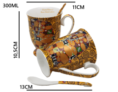 Porcelanaste skodelice 2 kosa Gustav Klimt Poljub luksuzni darilni set