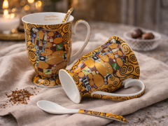 Porcelanaste skodelice 2 kosa Gustav Klimt Poljub luksuzni darilni set