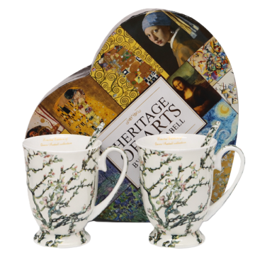 Porcelanaste skodelice 300 ml 2 kosa Van Gogh Cvetoči mandelj kot darilo