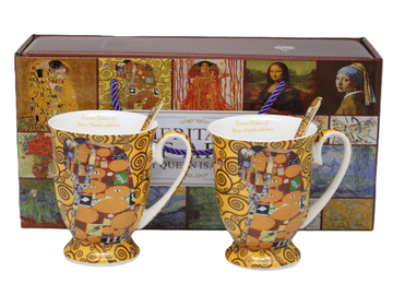Porcelanaste skodelice 300 ml komplet 2 kosov Klimt Poljub elegantno darilo