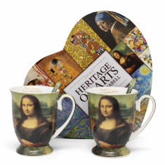 Porcelanaste skodelice Mona Lisa, 2 kosa, 300 ml, elegantno darilo