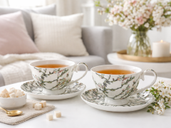 Porcelanaste skodelice s krožniki, 2 kosa, 250 ml, Van Gogh Mandelj