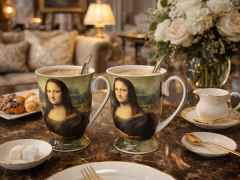 Porcelanaste skodelice Mona Lisa, 2 kosa, 300 ml, elegantno darilo