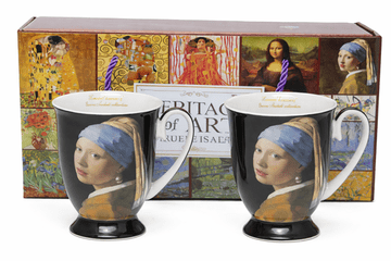 Porcelanasti vrčki 2x Vermeer "Dekle z bisernim uhanom" 300 ml luksuzni