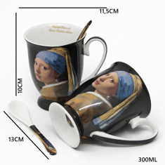 Porcelanasti vrčki 2x Vermeer "Dekle z bisernim uhanom" 300 ml luksuzni