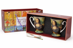 Porcelanaste skodelice 2 kosa Leonardo da Vinci "Mona Lisa" 300 ml kot darilo
