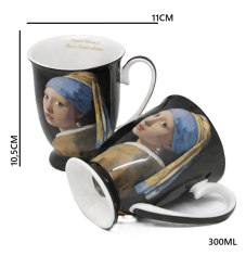 Porcelanasti vrčki 2x Vermeer "Dekle z bisernim uhanom" 300 ml luksuzni
