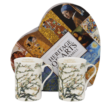 Porcelanaste skodelice 300 ml 2 kosa Van Gogh Cvetoči mandelj kot darilo