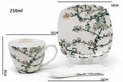 Porcelanaste skodelice s krožniki, 2 kosa, 250 ml, Van Gogh Mandelj