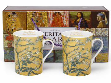 Porcelanaste skodelice 300 ml 2 kosa Van Gogh Cvetoči mandelj kot darilo