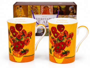 Van Gogh skodelice z motivom sončnice 2x300ml - darilni set iz vrhunskega porcelana
