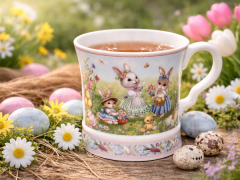 Porcelanasta skodelica 320 ml Darilna škatla z velikonočnimi zajčki