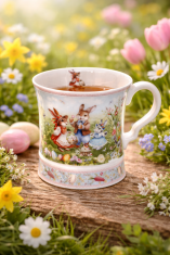 Porcelanasta skodelica 320 ml Darilna škatla z velikonočnimi zajčki