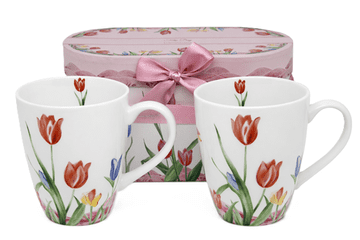 Komplet dveh skodelic, 360 ml tulipani, porcelan, darilna škatla