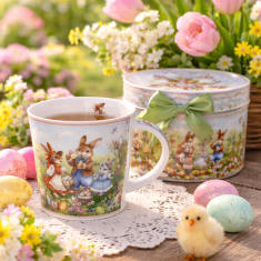 Porcelanasta skodelica 350 ml Darilna škatla z velikonočnimi zajčki