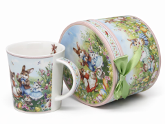 Porcelanasta skodelica 350 ml Darilna škatla z velikonočnimi zajčki