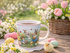 Porcelanasta skodelica 350 ml Darilna škatla z velikonočnimi zajčki