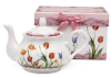 1L porcelanasti čajnik tulipani darilna škatla za čajnik