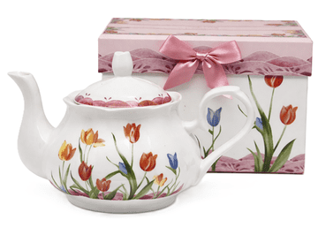 1L porcelanasti čajnik tulipani darilna škatla za čajnik