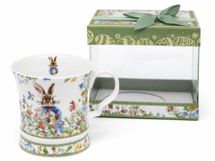 Porcelanasta skodelica 350 ml, darilna škatla z velikonočnimi rožicami