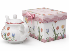 1L porcelanasti čajnik tulipani darilna škatla za čajnik